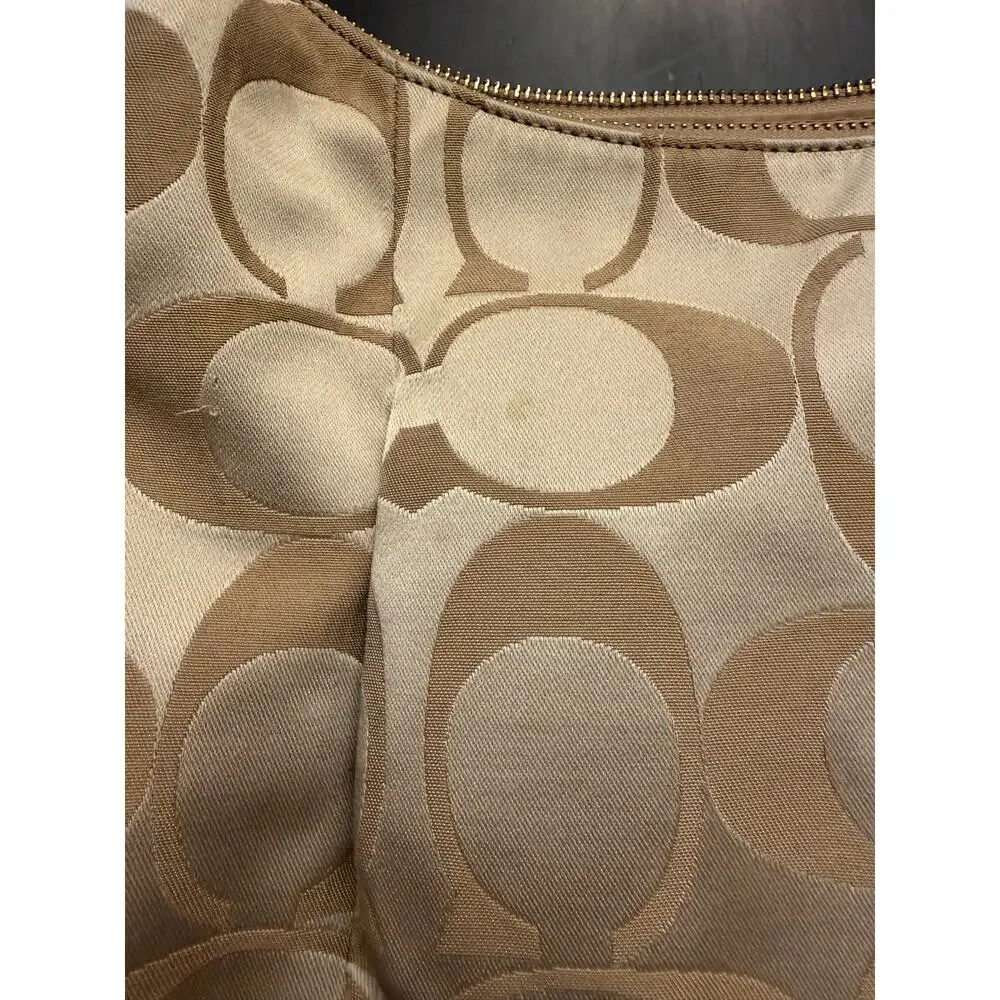 Coach Satchel Signature C Cream and Pink